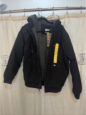 NWT Lee Men's Oxford Workwear Sherpa Lined Bomber Jacket Medium Black